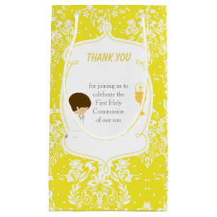 Bolsa De Regalo Pequeña Brunette Boy First Communition Damask