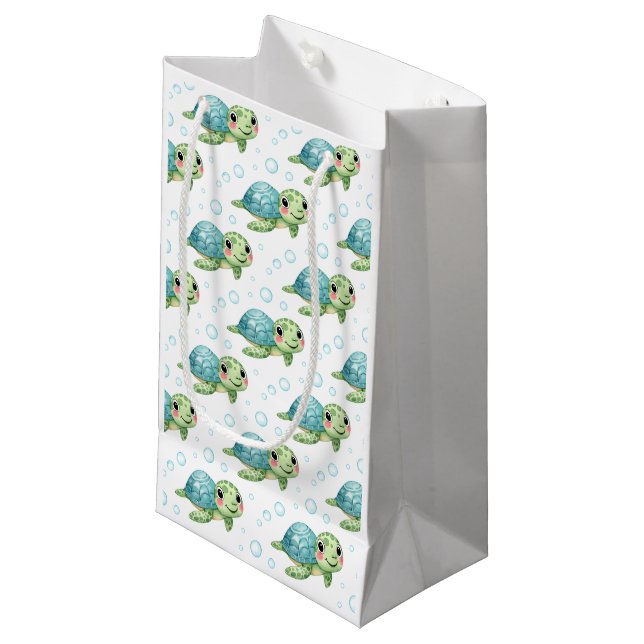 Bolsa De Regalo Pequeña Bubbles & Fins Children's Birthday Turtle (Angulo Anverso)