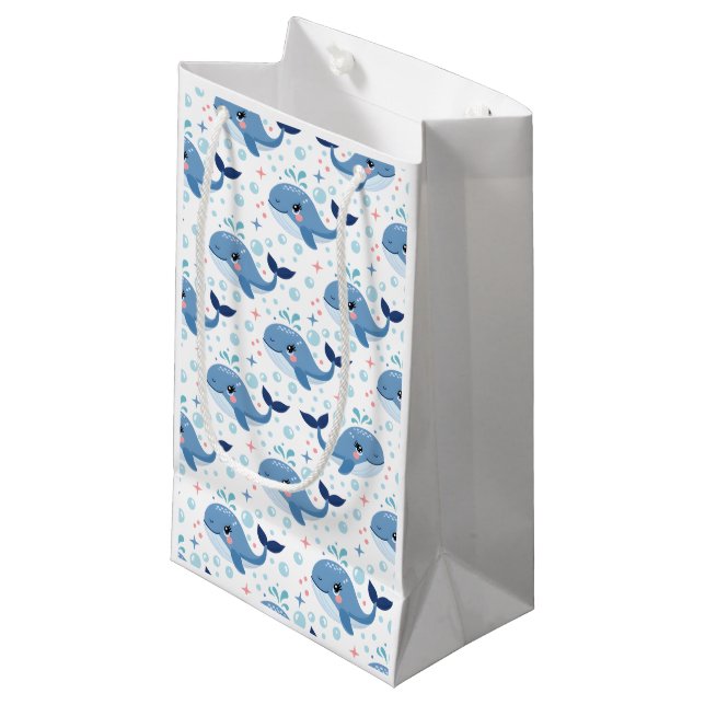 Bolsa De Regalo Pequeña Bubbles & Fins Children's Birthday Whale (Angulo Anverso)