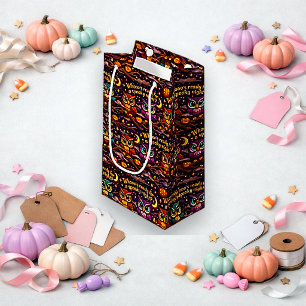 Bolsa De Regalo Pequeña Búho de dibujos animados púrpura oscuro espeluznan