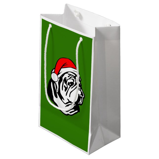 Bolsa De Regalo Pequeña Bulldog con Navidades Santa Hat (Angulo Anverso)