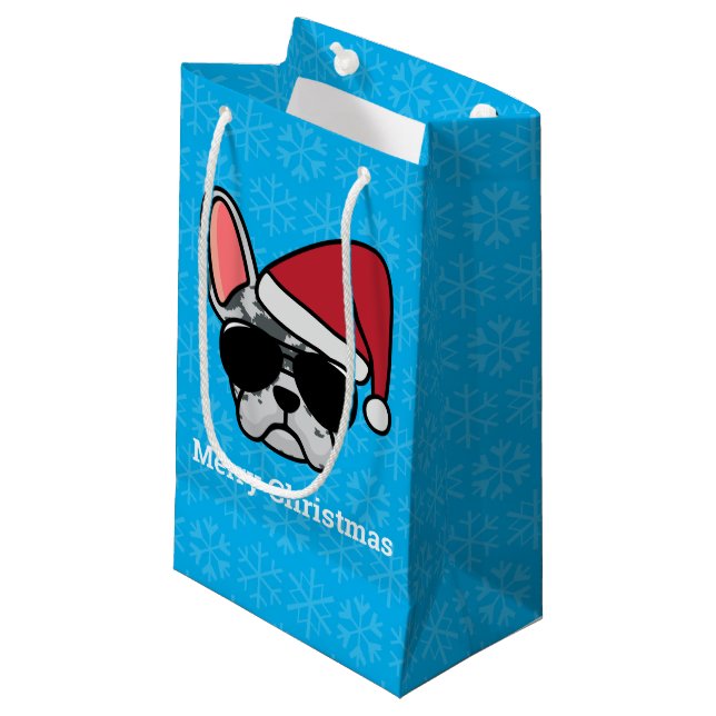 Bolsa De Regalo Pequeña Bulldog francés Blue Merle navidades (Angulo Anverso)