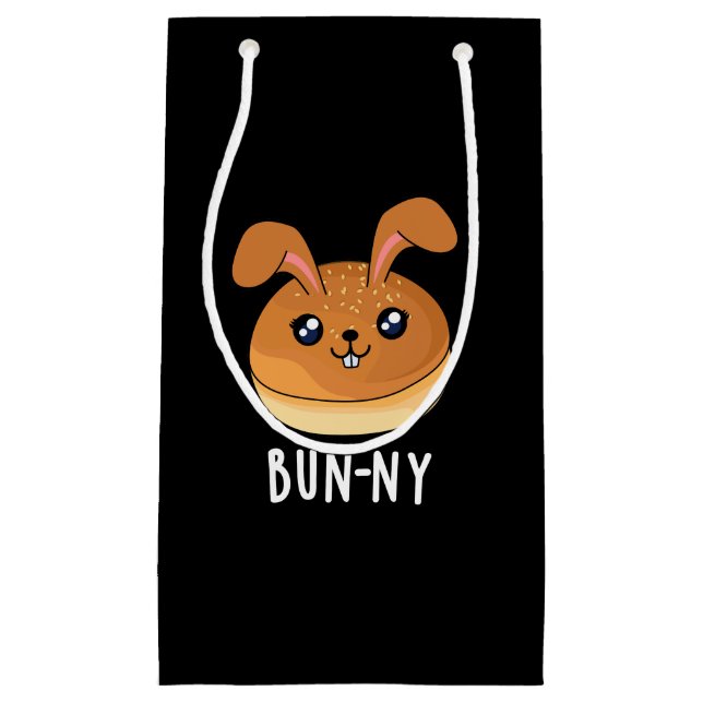 Bolsa De Regalo Pequeña Bun-ny Funny Conejo Conejo Conejo Bun Pun Dark BG (Anverso)