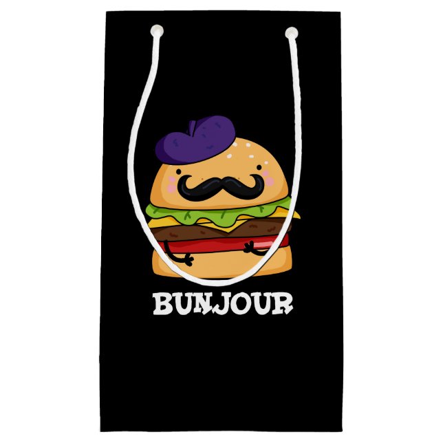 Bolsa De Regalo Pequeña Bunjour Graciosa hamburguesa francesa Bun Pun Dark (Anverso)