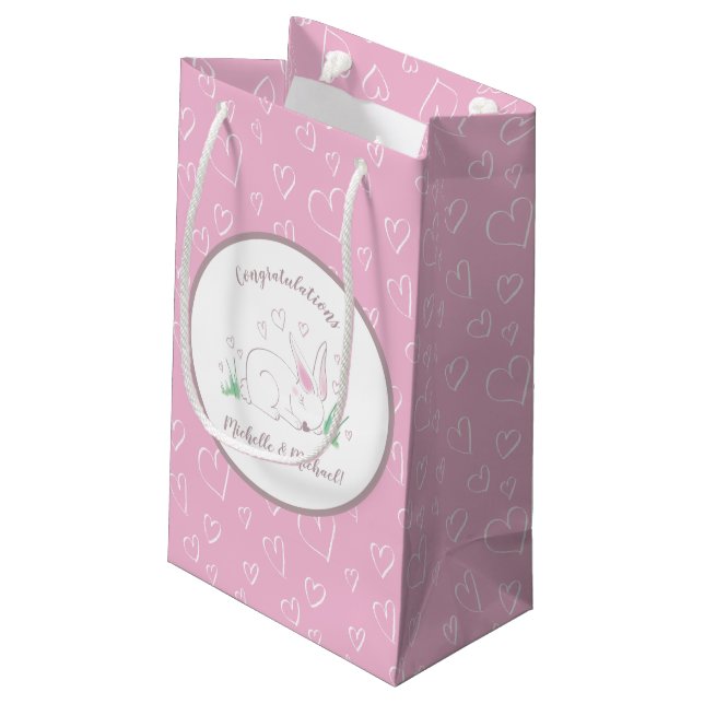 Bolsa De Regalo Pequeña Bunny Baby Shower Spring Pink Chica (Angulo reverso)