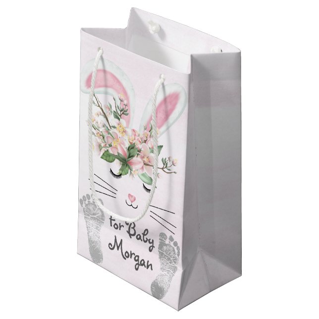 Bolsa De Regalo Pequeña Bunny de bebé con flores (Angulo Anverso)
