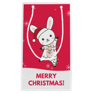 Bolsa De Regalo Pequeña Bunny Merry Christmas Winter Animals Conejos Peque
