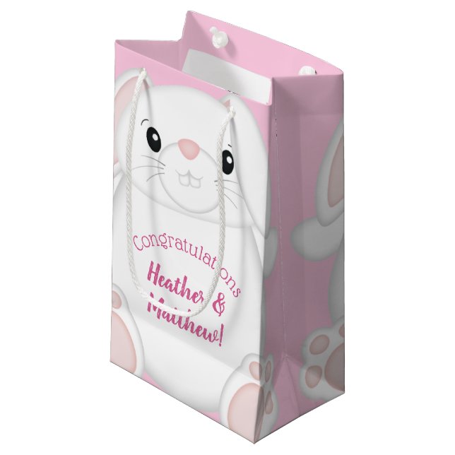 Bolsa De Regalo Pequeña Bunny Rabbit Baby Shower Pink (Angulo Anverso)