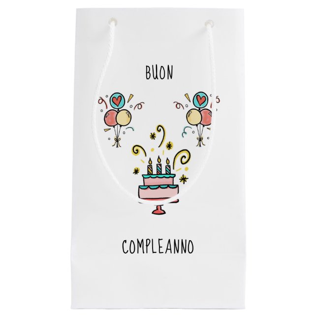 Bolsa De Regalo Pequeña Buon Compleanno | Happy Birthday (Anverso)
