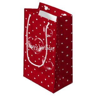 Bolsa De Regalo Pequeña burbujas cardíacas en puntos de polka rojo y blanc
