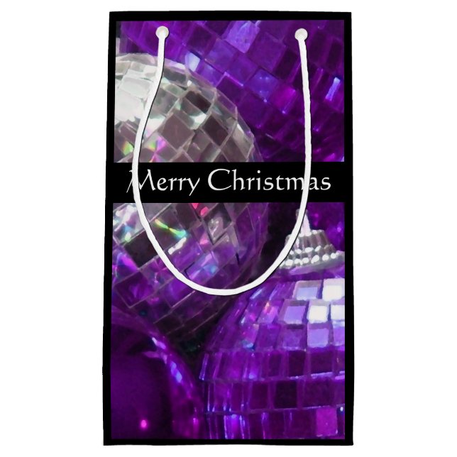 Bolsa De Regalo Pequeña Burbujas Purpuras Feliz Navidad pequeño negro (Anverso)