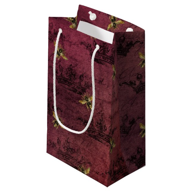 Bolsa De Regalo Pequeña Burgundy Bee Series Design Four (Angulo Anverso)