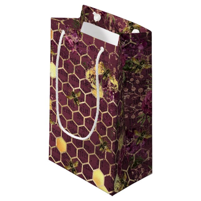 Bolsa De Regalo Pequeña Burgundy Bee Series Design One (Angulo Anverso)