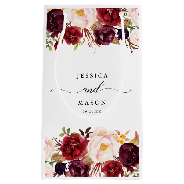 Bolsa De Regalo Pequeña Burgundy Marsala Hotel Boda Gift Bag (Anverso)