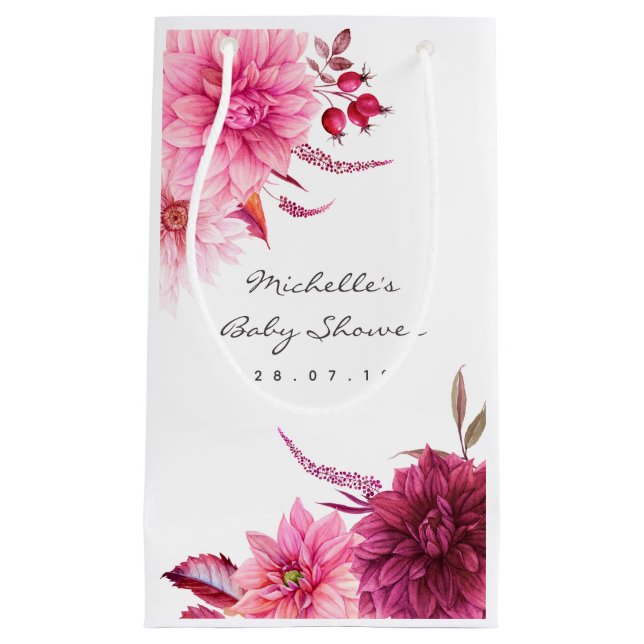 Bolsa De Regalo Pequeña Burgundy y Rubor Fall Invitado de Baby Shower Grac (Anverso)