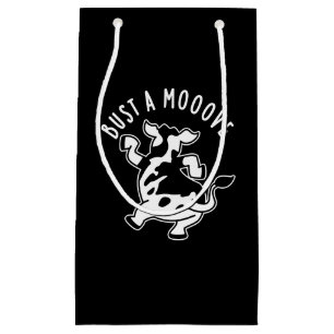 Bolsa De Regalo Pequeña Bust A Mooove Funny Cow Pun Dark BG