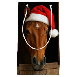Bolsa De Regalo Pequeña Caballo de Navidad en ventana de establo