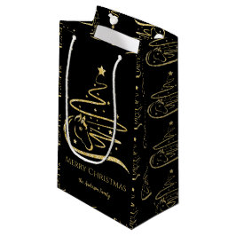 Bolsa De Regalo Pequeña Caballo de Navidad purpurina de oro Ecuestre