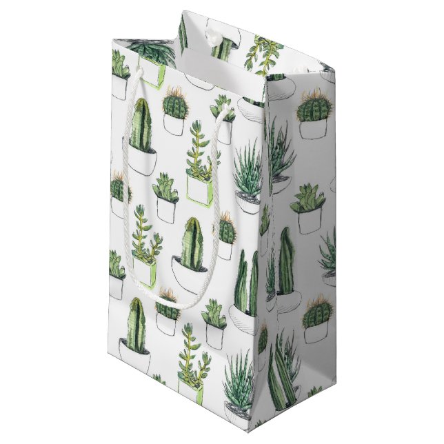 Bolsa De Regalo Pequeña Cactus y Succulent de Acuarela (Angulo Anverso)