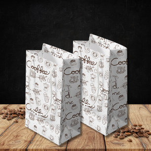 Bolsa De Regalo Pequeña Café blanco personal/negocio con patrón lindo