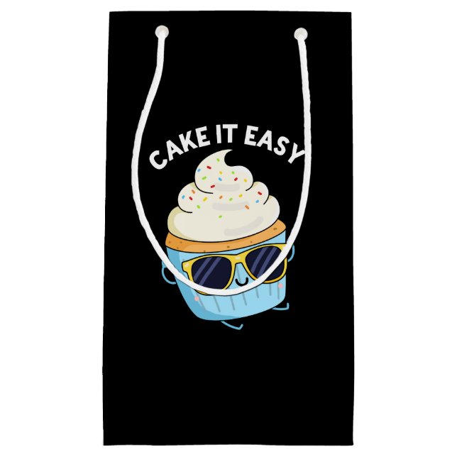 Bolsa De Regalo Pequeña Cake It Easy Funny Cupcake Pun Dark BG (Anverso)