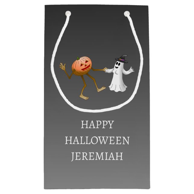 Bolsa De Regalo Pequeña Calabaza bailarina de Halloween y fantasma (Reverso)