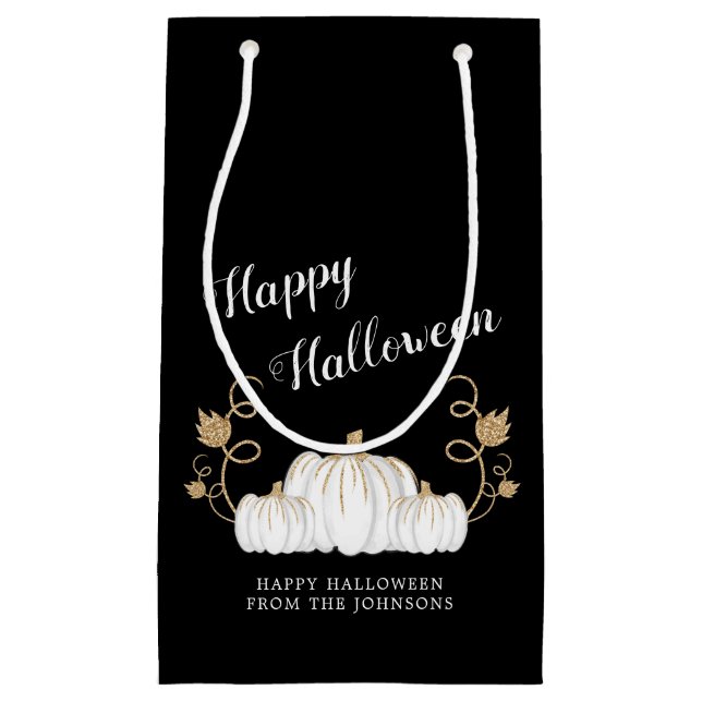 Bolsa De Regalo Pequeña Calabaza negra linda feliz Halloween (Anverso)