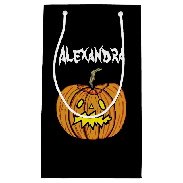 Bolsa De Regalo Pequeña Calabaza personalizada de Halloween (Anverso)