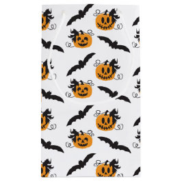 Bolsa De Regalo Pequeña Calabaza Y Patrón Bat Jack O Lantern Naranja