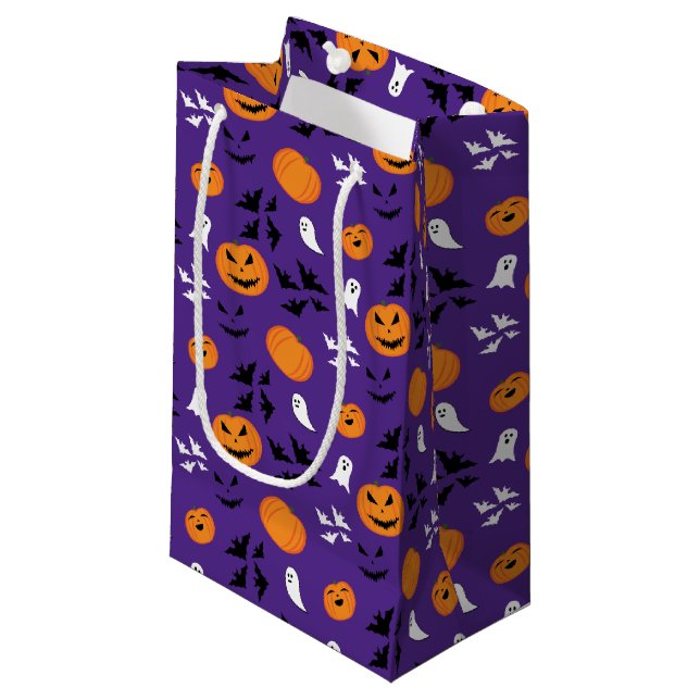 Bolsa De Regalo Pequeña Calabazas de Halloween fantasmas murciélagos diver (Angulo Anverso)