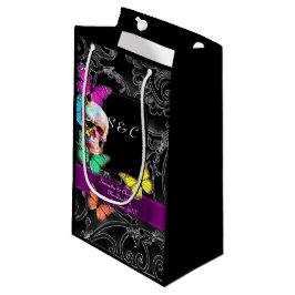 Bolsa De Regalo Pequeña Calavera gótica y boda personalizado negro