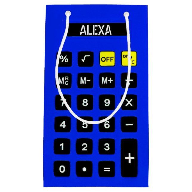 Bolsa De Regalo Pequeña Calculadora de cumpleaños azul (Anverso)