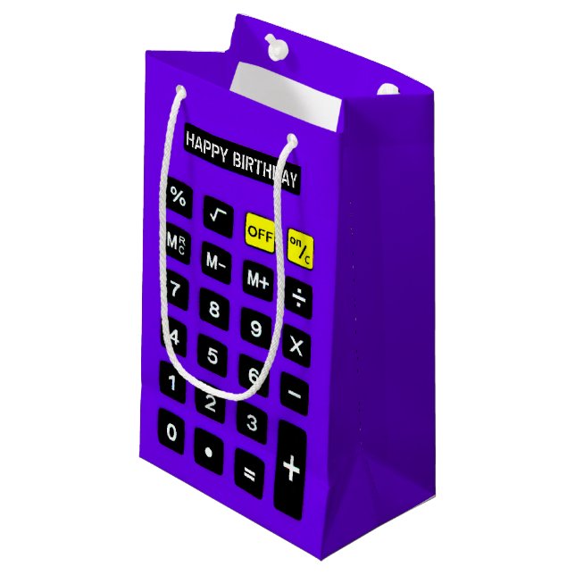 Bolsa De Regalo Pequeña Calculadora de cumpleaños morado (Angulo Anverso)