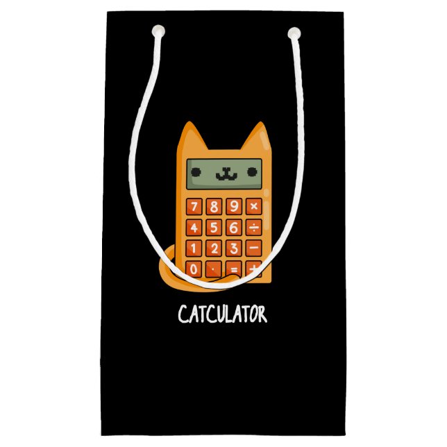 Bolsa De Regalo Pequeña Calculadora divertida para el gato Pun Dark BG (Anverso)