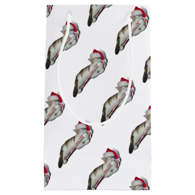 Bolsa De Regalo Pequeña Cali, los Navidades Candy Cane Kitty (Anverso)