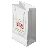 Calligrafía acuarela color rosa floral oro hecho a
