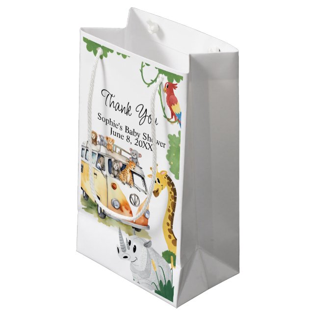 Bolsa De Regalo Pequeña Camión salvaje Safari Camper Van Baby Shower (Angulo Anverso)