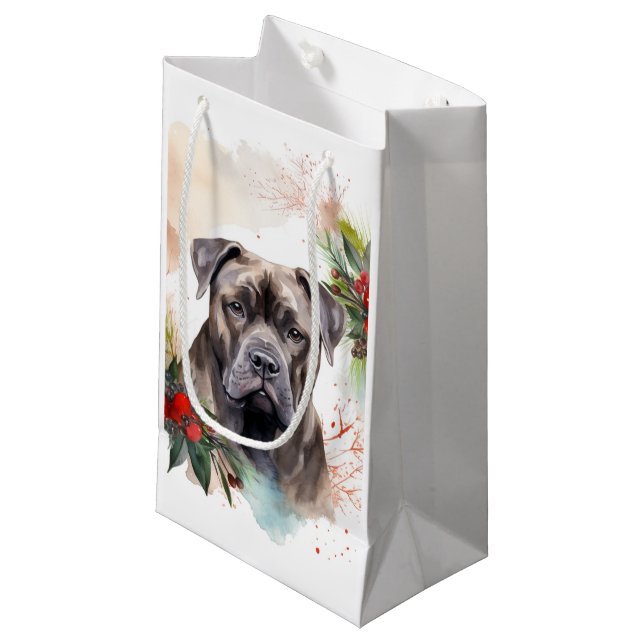 Bolsa De Regalo Pequeña Cane Corso Navidades Wreath Festimes Pup (Angulo Anverso)