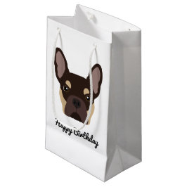 Bolsa De Regalo Pequeña Cara de Bulldog Francés Marrón y Beige Adorable