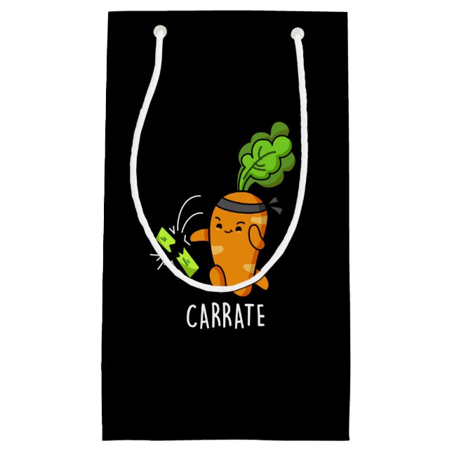 Bolsa De Regalo Pequeña Carrate Funny Carrot Karate Pun Dark BG (Anverso)