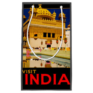 Bolsa De Regalo Pequeña Cartel de viaje a la India arte vintage indio