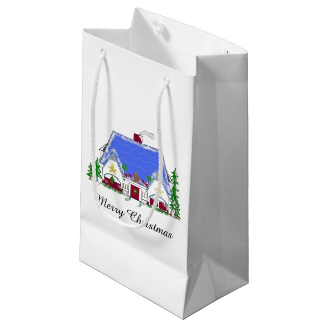 Bolsa De Regalo Pequeña Casa de Navidades acogedores (Angulo Anverso)