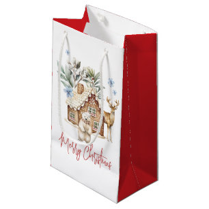 Bolsa De Regalo Pequeña Casa de pan de jengibre acuático, oso polar y reno