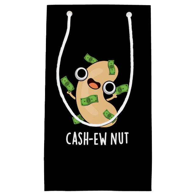 Bolsa De Regalo Pequeña Cash-ew Nut Funny Cashew Nut Pun Dark BG (Anverso)