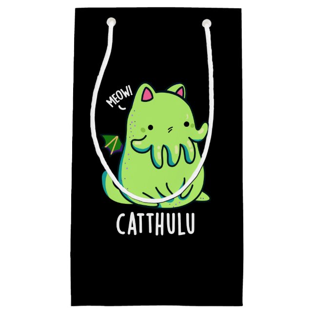 Bolsa De Regalo Pequeña Catthulu Funny Cthulhu Cat Pun Dark BG (Anverso)