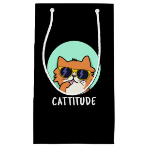 Bolsa De Regalo Pequeña Cattitude Funny Cat Pun Dark BG