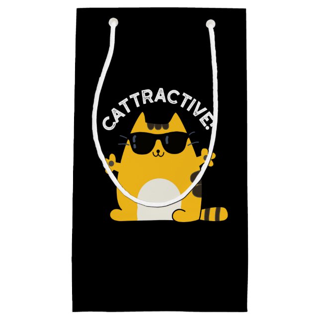 Bolsa De Regalo Pequeña Cattractive Funny Atractivo Cat Pun Dark BG (Anverso)