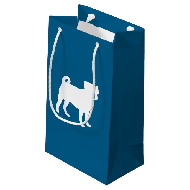 Bolsa De Regalo Pequeña Celebración del tema azul Pug Fiesta (Angulo reverso)