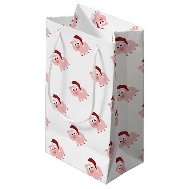 Bolsa De Regalo Pequeña Cerdo de Santa (Angulo Anverso)