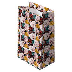 Bolsa De Regalo Pequeña Cerdos con el modelo de los gorras